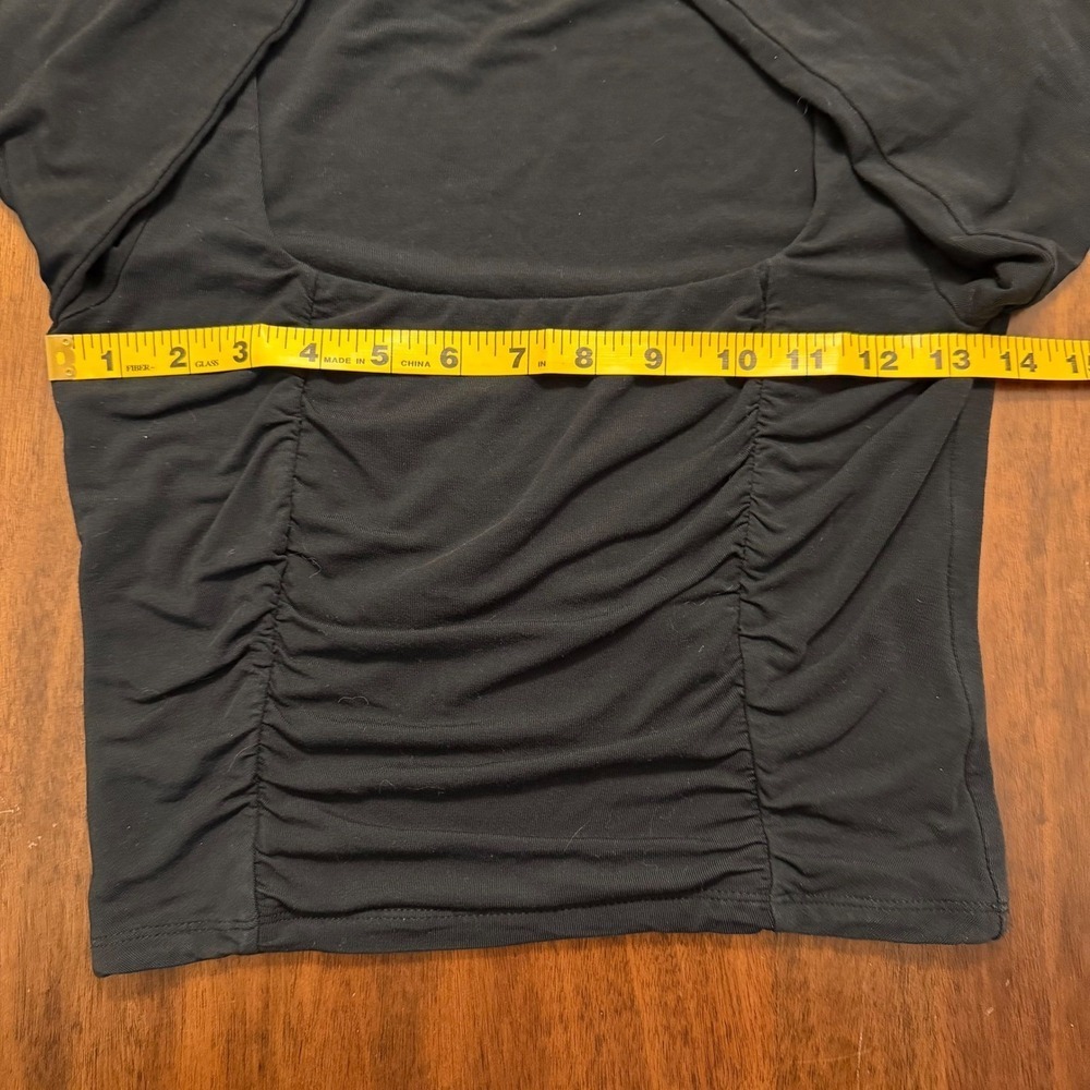 Wilfred Aritzia Black Ruched Long Sleeve Crop Top Womens Size S Acubi E-girl - Picture 6 of 8